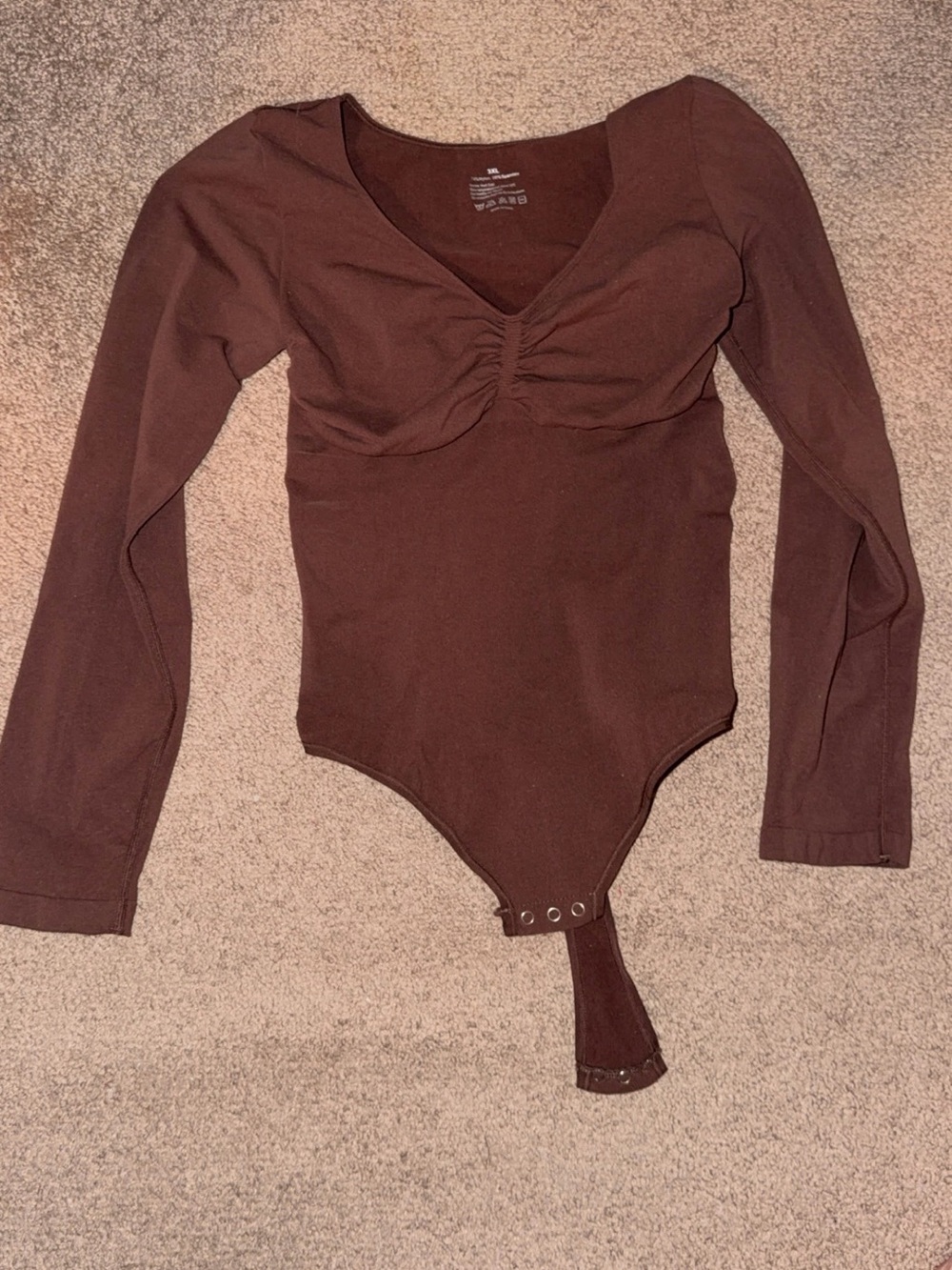 Long Sleeve Brown One-Piece Bodysuit